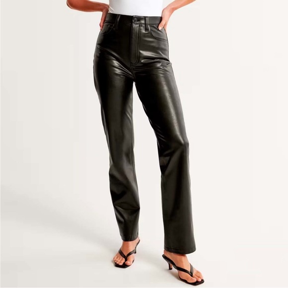 Abercrombie & Fitch Pants - Abercrombie & Fitch Vegan Leather 90s Straight High Rise Pants Size 30